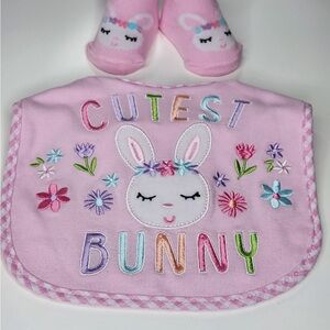 Easter Bunny Bib and Socks Set
